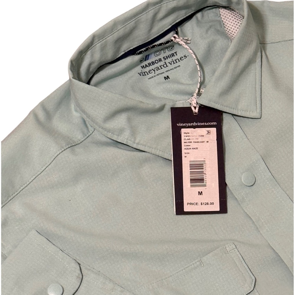 Vineyard Vines Mens OTG Harbor Fishing Shirt Aqua Haze‎ - Size M
